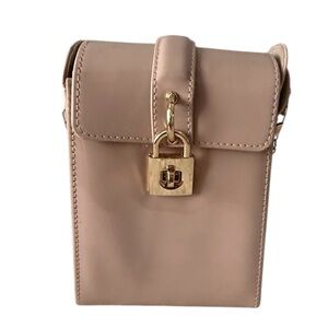 Chic Nude Padlock Mini Shoulder Bag Elegant Compact Purse